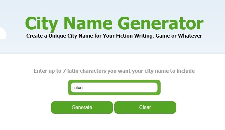 Citynamegenerator, genera un nombre para tu juego con solo 7 letras